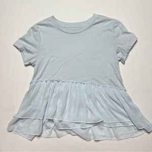 Womens Abercrombie & Fitch baby blue ruffle cropped baby doll tee t shirt xsmall